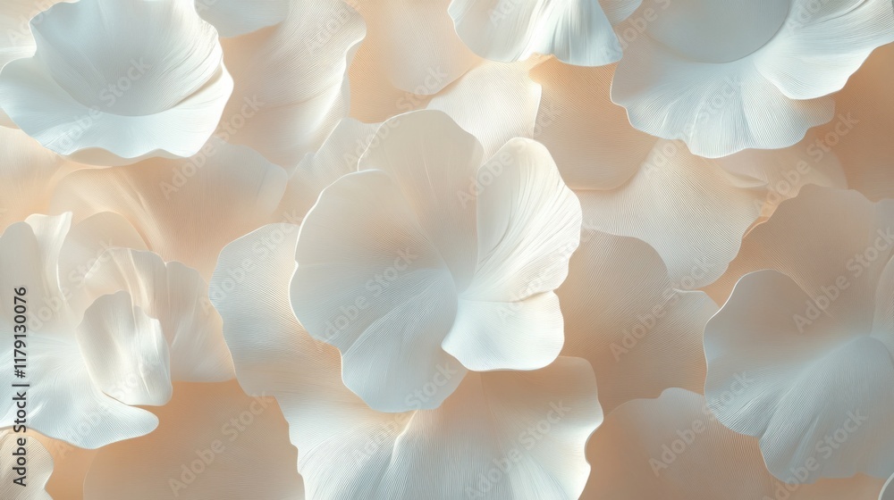 Aufkleber a calming vertical 3d wallpaper with layered petals and soft tones, adding a serene and elegant touc