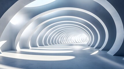 Fototapeta premium Sleek 3D Modern Abstract Empty Interior With Concrete Floor and Daylight
