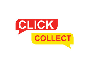 Click collect web Vector Illustration button label template text with colorful icon