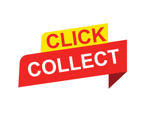 Click collect web Vector Illustration button label template text with colorful icon