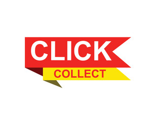 Click collect web Vector Illustration button label template text with colorful icon