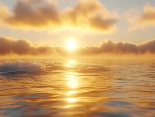 Obraz premium Golden sunset over calm ocean. (1)