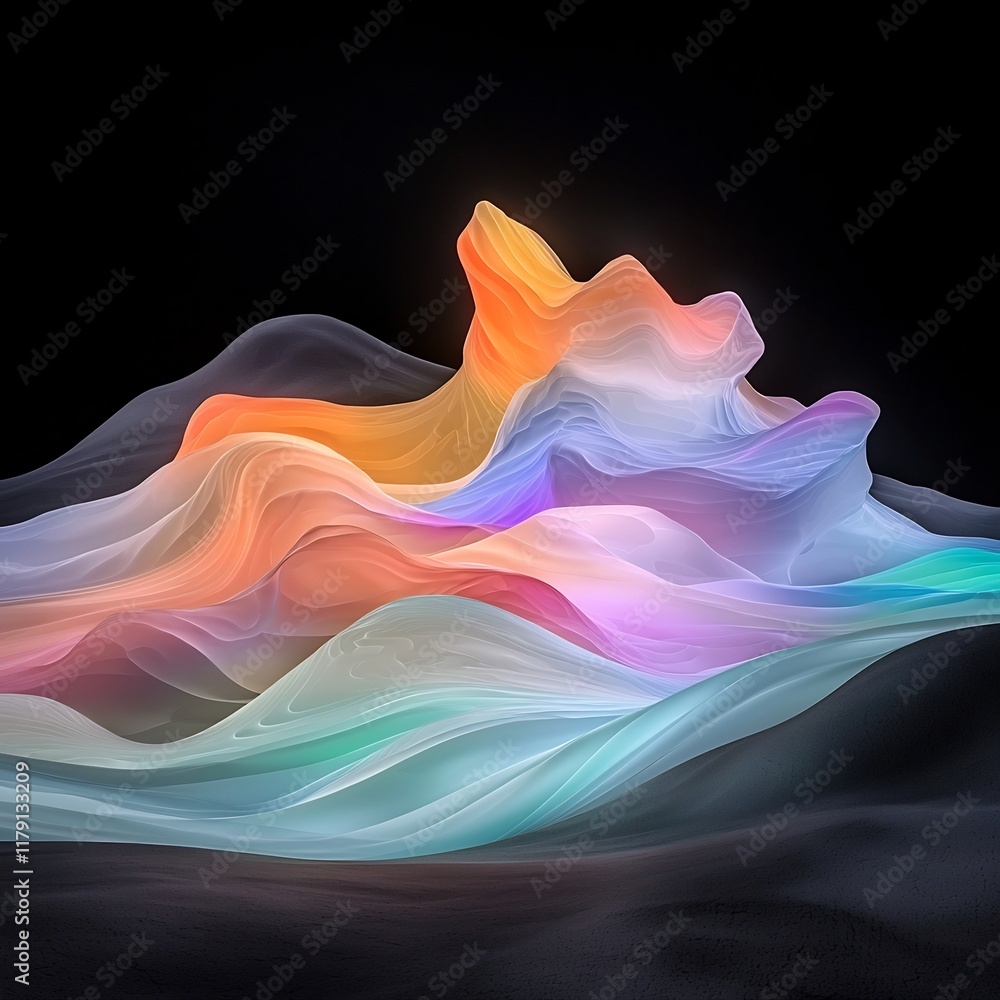 Poster mesmerizing fluid rainfall topography with undulating waves of water in flux abstract geomorphic for