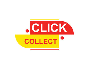 Click collect web Vector Illustration button label template text with colorful icon