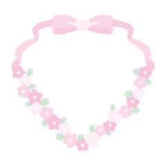 Heart frame with flowers and ribbon. For wedding and Valentine’s Day 