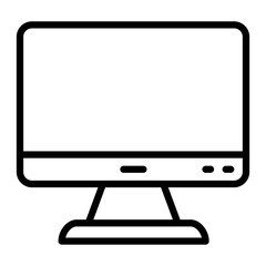 Desktop Computer Vector Line Icon Design