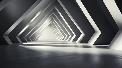 Naklejka premium Sleek Minimalist 3D Architectural Interior with Textured Concrete Floor and Diffused Lighting