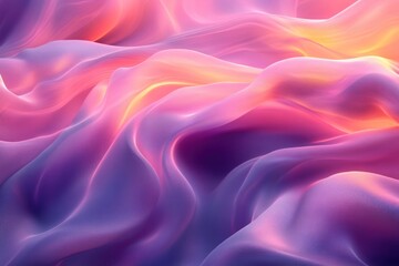 Obraz premium Abstract Pink and Purple Silk Waves, Dreamy Swirling Fabric Texture, Digital Art Background, Glowing Soft Hues