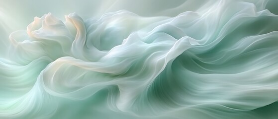 Obraz premium Abstract swirling pastel green fabric.