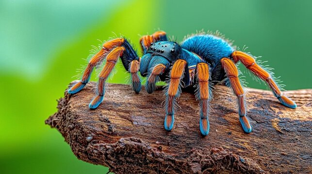 A photostock of tarantulas with detailed focus on their textured legs and hairy bodies, isolated on a white background. High Quality