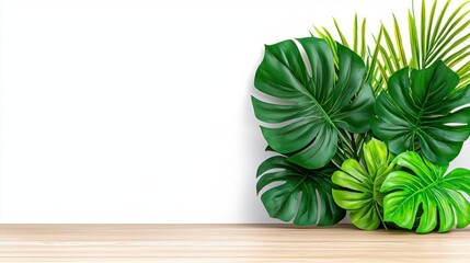 A photostock of vibrant tropical plants with lush green leaves arranged on a white background, perfect for exotic or nature themes. High Quality