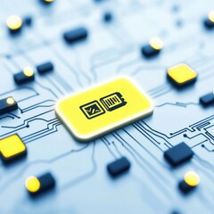 Digital Circuit Board with Storage Icon Design
