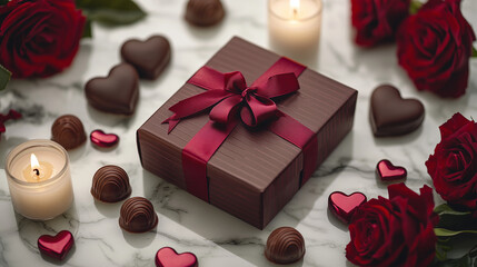 Romantic Valentine&rsquo;s Day Gift: Gift Box, Roses, and Candles