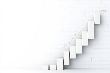 Obraz premium Minimalist white background with an ascending financial line graph depicting a thriving and prosperous economy Clean graphics with a contemporary business visualization