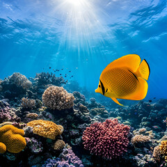 Naklejka premium Underwater Paradise: Vibrant Coral Reef