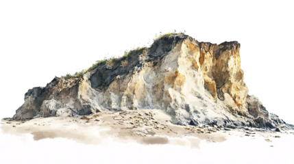 Dramatic Beach Cliff for Coastal Views Isolated on White Background