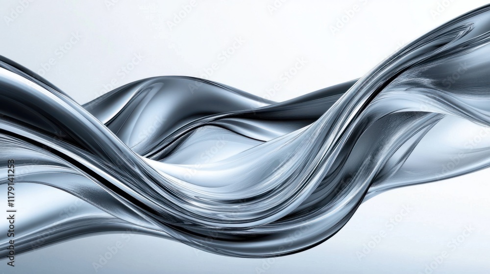 Aufkleber a vertical 3d design featuring flowing wave patterns in metallic tones, rising elegantly on a light 