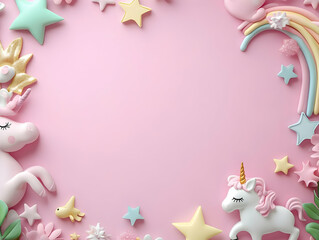 Pastel Unicorns 3D Render Background