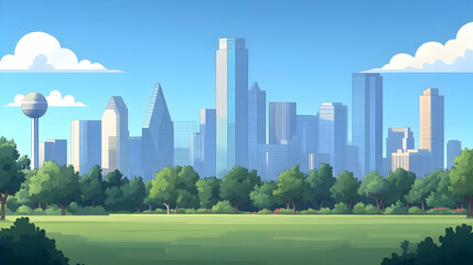 Obraz premium Cityscape Illustration Skyline Park