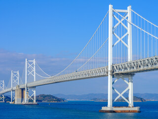 Beautiful view of big bridge on the sea, Seto Ohashi Bridge in Kagawa Prefecture in Japan, Travel...