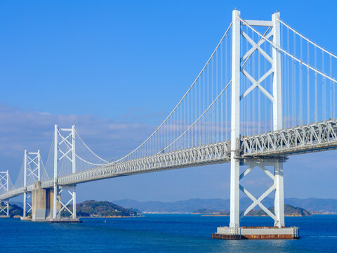 Beautiful view of big bridge on the sea, Seto Ohashi Bridge in Kagawa Prefecture in Japan, Travel or architecture, High Resolution over 50MP