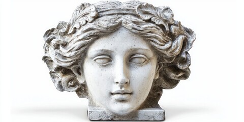 Obraz premium Gypsum copy of ancient statue Venus head white background.