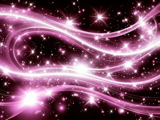 Abstract Background with Pink Glowing Waves and Stars