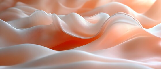 Obraz premium Peach-toned fabric with soft waves and folds.