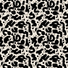 Seamless hand drawn beige brown abstract pattern. Monochrome geometric lines spirals dots curves. For modern minimalist decor wrapping paper textile wallpaper contemporary style. Midcentury modern