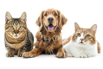 Vibrant Color Picture of Animals Isolated on White Background