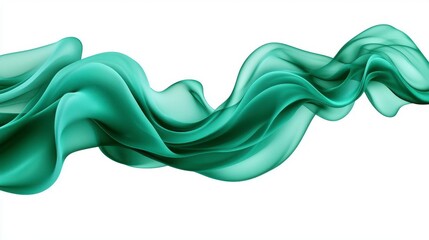 A photostock of green glowing mist particles arranged in a flowing pattern, radiating a soft light effect on a clean white background. High Quality