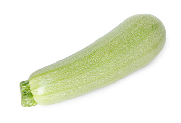 One fresh ripe zucchini isolated on white, top view