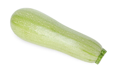 One fresh ripe zucchini isolated on white, top view