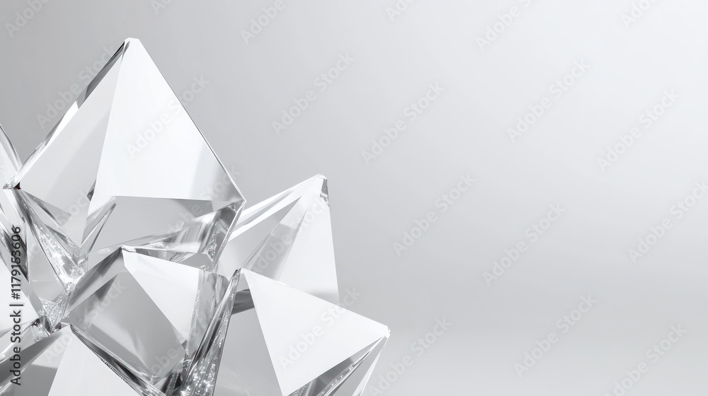 Poster Crystal Pyramid Shapes with Smooth Background and Reflections
