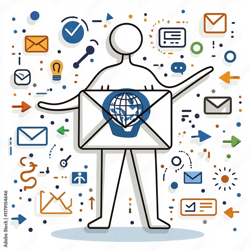 Aufkleber symbolic freehand human figure posture embracing a global social networking and digital communicatio