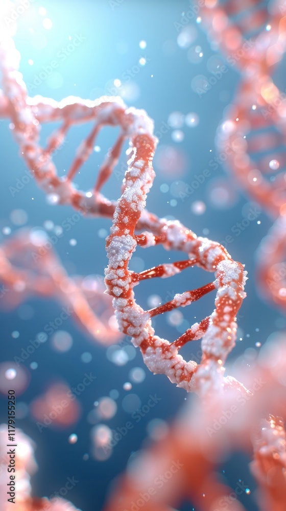 Poster detailed close-up of twisted dna helix with molecular structures