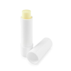 Lip balm isolated on white. Cosmetic product