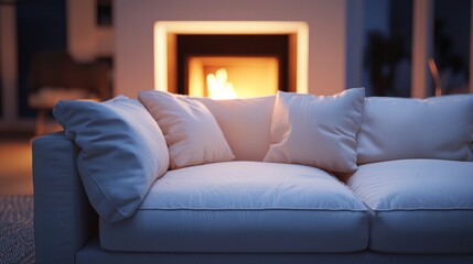 Cozy Evening by the Fireplace: A Serene Living Room Scene