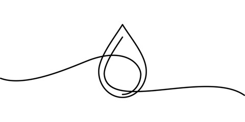continuous line drawing of water drop symbol. abstract line art illustration