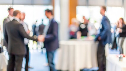 Business Networking Event Blur – A soft-focus background of a business networking event with professionals exchanging ideas.
