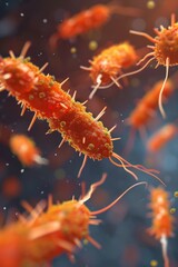 Fototapeta premium Close-Up View of Colorful Bacteria Under a Microscope Lens