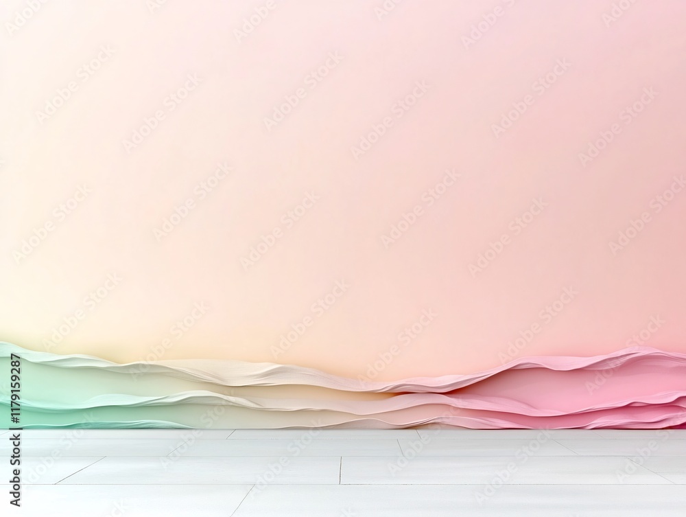 Aufkleber pastel gradient horizon transitioning from pale pink to soft beige infused with a delicate textured 