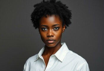 Portrait of an Afro-American woman with a somber expression