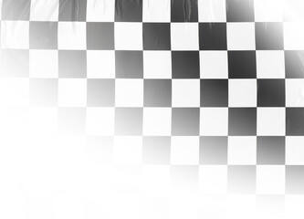 Racing flag with black and white checkers on white background