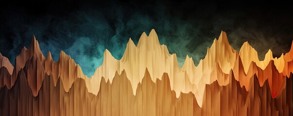 Obraz premium A vibrant, abstract wave pattern with rich colors of brown, orange, and blue, evoking a sense of movement and depth.