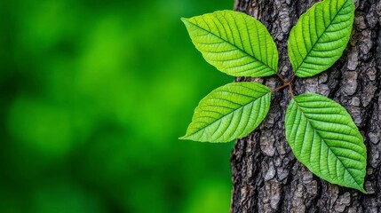 Obraz premium A photostock of a lush green tree canopy captured from below, showcasing vibrant leaves against a bright sky. High Quality