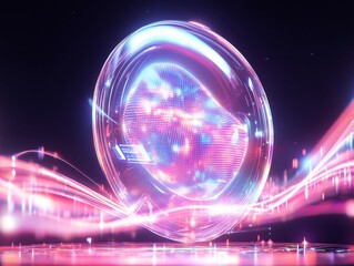 Vibrant 3D Render: Futuristic Orb Glows Mysteriously on Dark Background. AI Generated