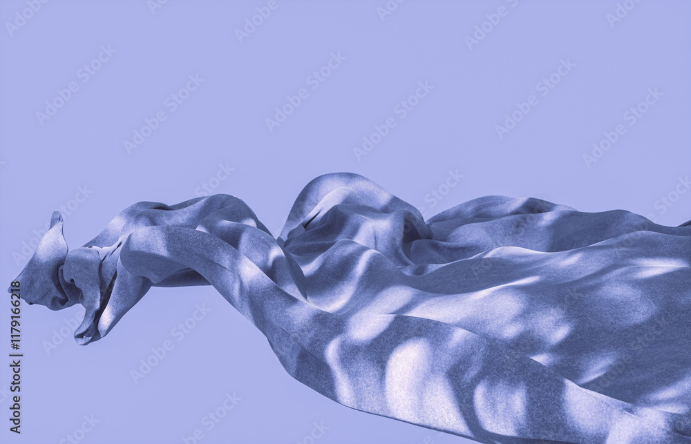 Poster flying cloth with natural light beam and shadow. 3d rendering.