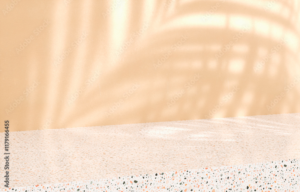 Aufkleber beauty podium backdrop for product display with natural light beam and shadow. 3d rendering.