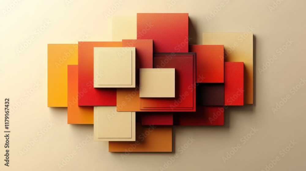 Fototapete a contemporary 3d art design with layered squares and soft gradients on a sleek light background